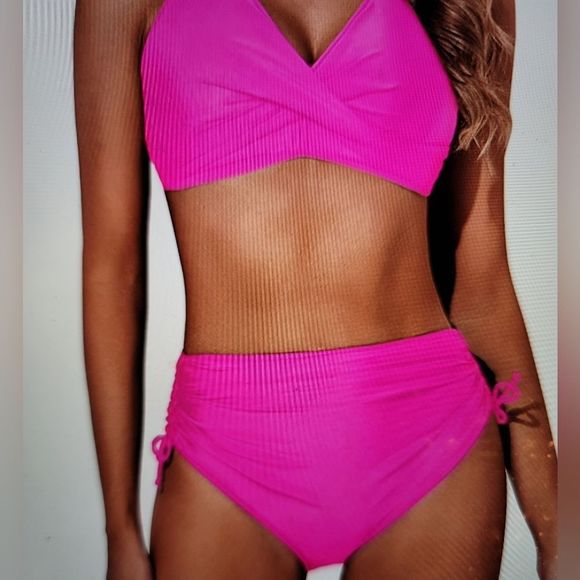 NWT SUPER HOT WRAP PUSH UP TUE BACK TOP SIDE ADJUST BOTTOM BOY SHORT HIGH LEG - Picture 3 of 12